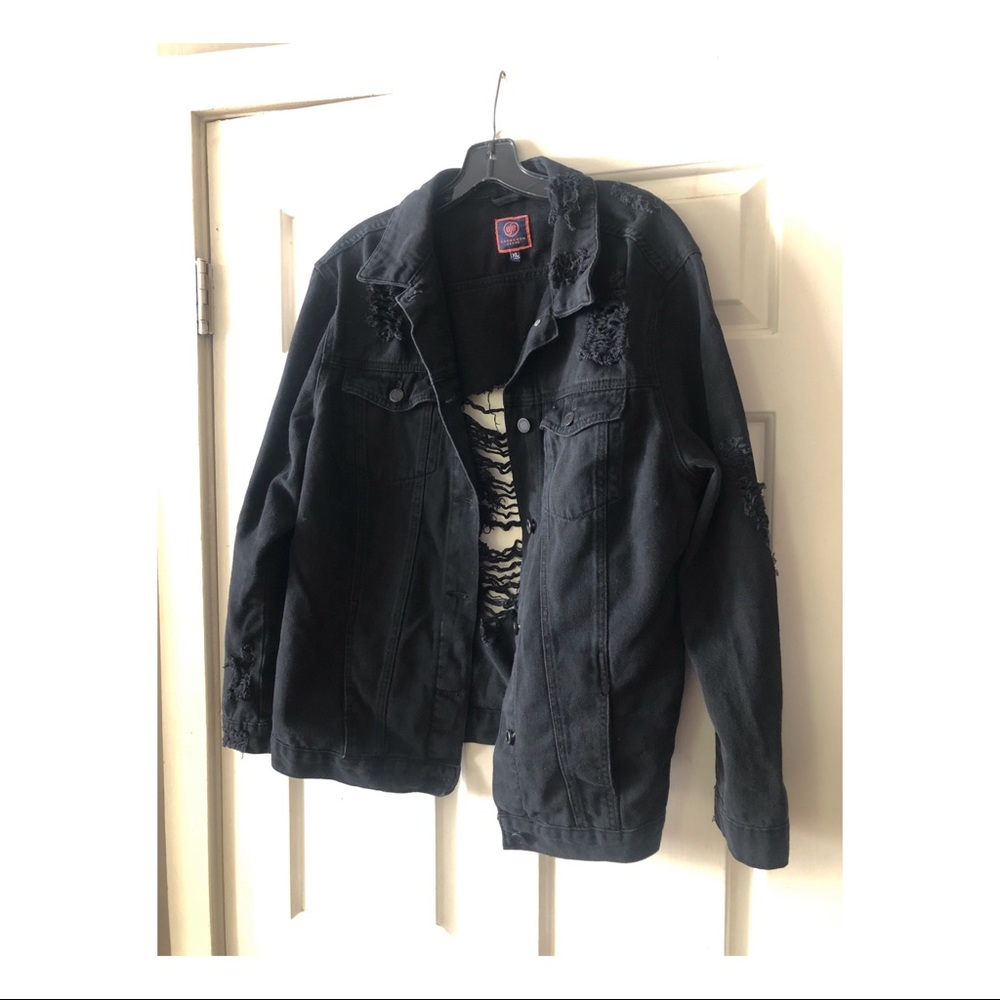 Distressed Black Denim Jacket